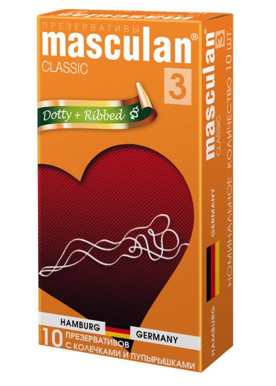  Masculan Classic 3 Dotty+Ribbed     - 10 .