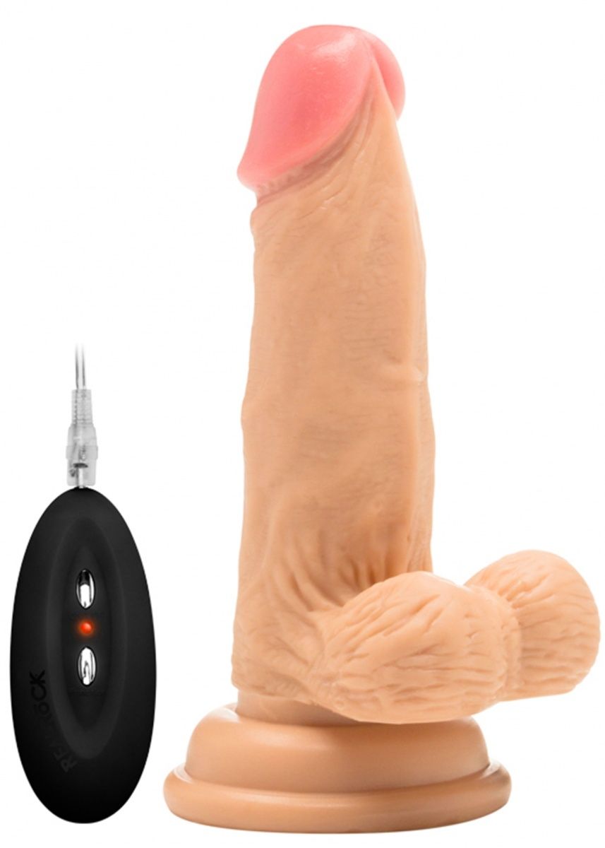  - Vibrating Realistic Cock 6  With Scrotum - 15 .