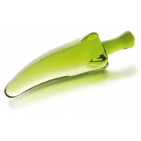 Зелёный анальный стимулятор из стекла в форме перчика - 13,5 см.