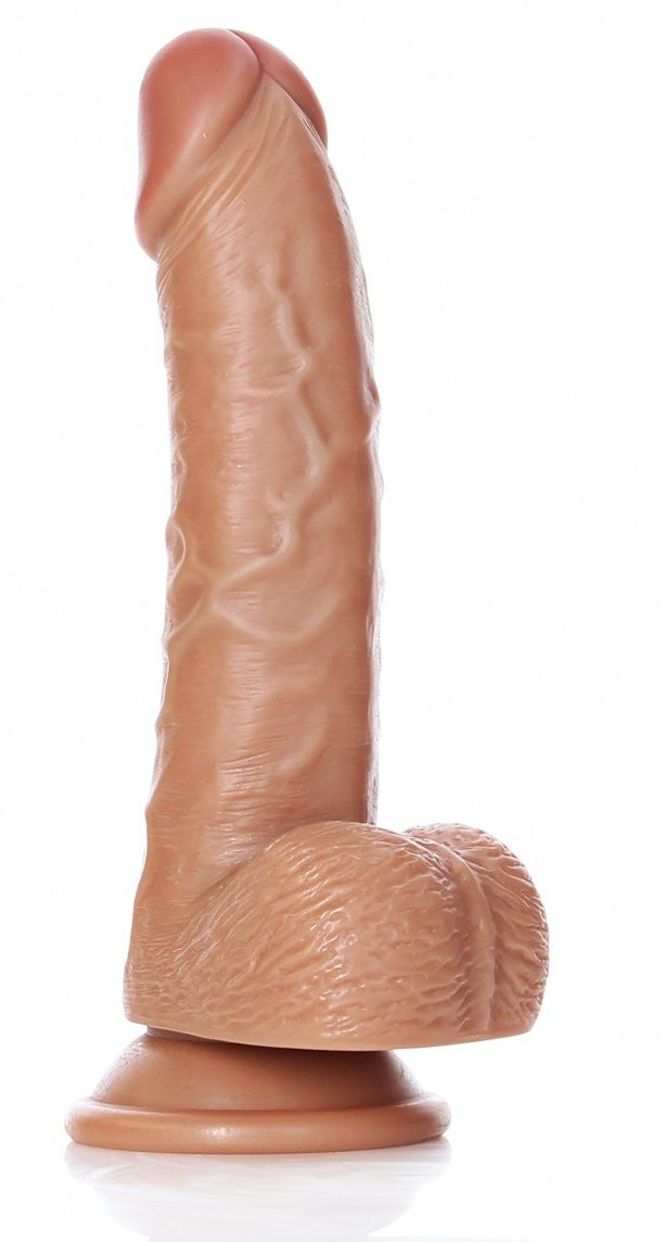   Curved Realistic Dildo Balls Suction Cup 7 - 17 .