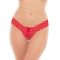  - Floral Lace Crotchless Thong