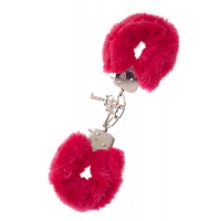       METAL HANDCUFF WITH PLUSH RED