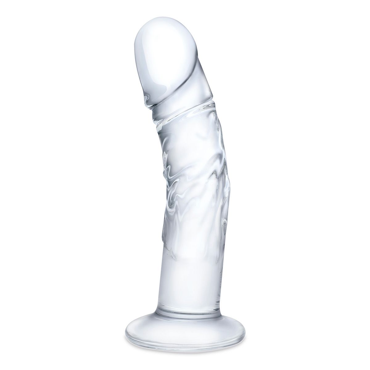     7 Curved Realistic Glass Dildo With Veins - 15,9 .