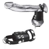      Cock Ring With 2  Ball Stretcher And Optional Weight Ring