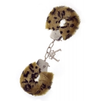   METAL HANDCUFF WITH PLUSH LEOPARD